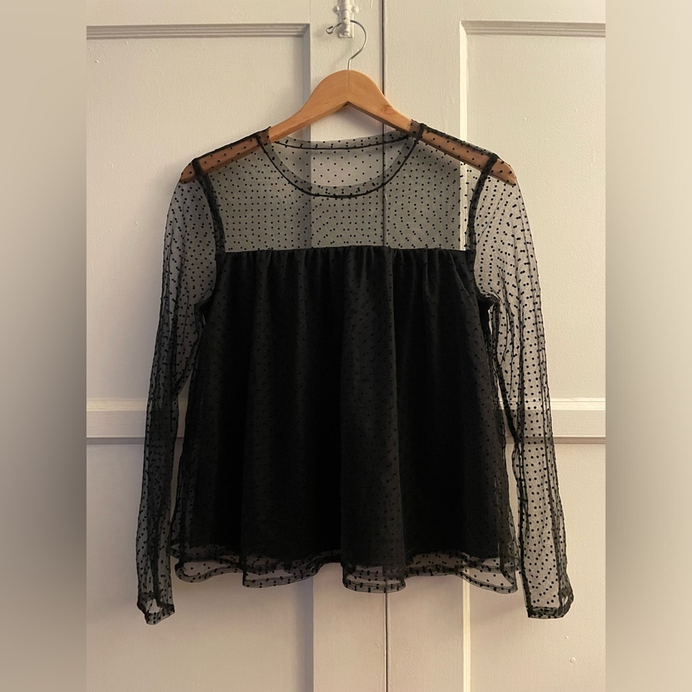 Banana Republic Babydoll Polka Dot Tulle Blouse • NWT